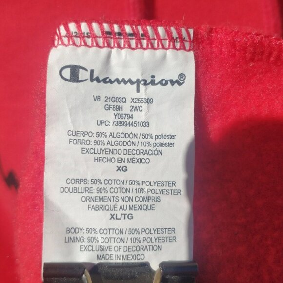 Champion Men's Powerblend Script Logo Fleece Graphic Hoodie RED XL - Picture 5 of 8